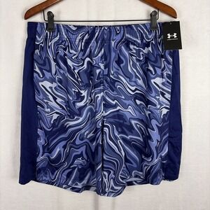 Under Armour UA Blue Wavy‎ Print Poly Elastane Running Shorts Mens XL NWT